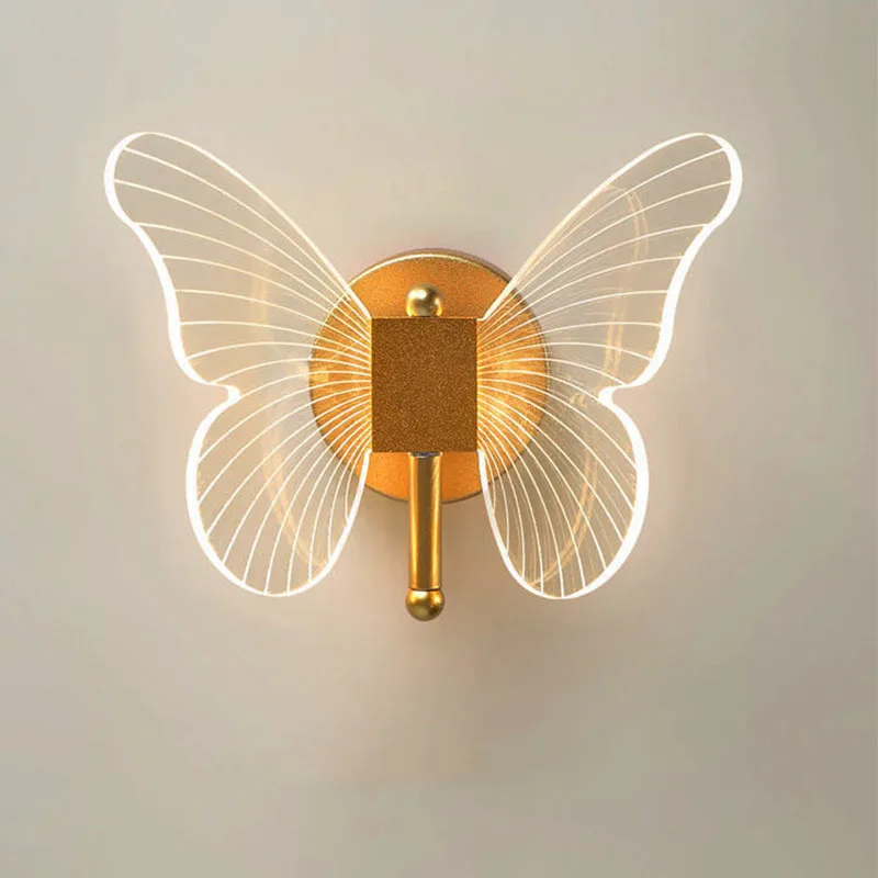 

Nordic Light Luxury Butterfly LED Wall Lamp Warm And Romantic Bedroom Bedside Lamp Designer Decorative Background Lamp