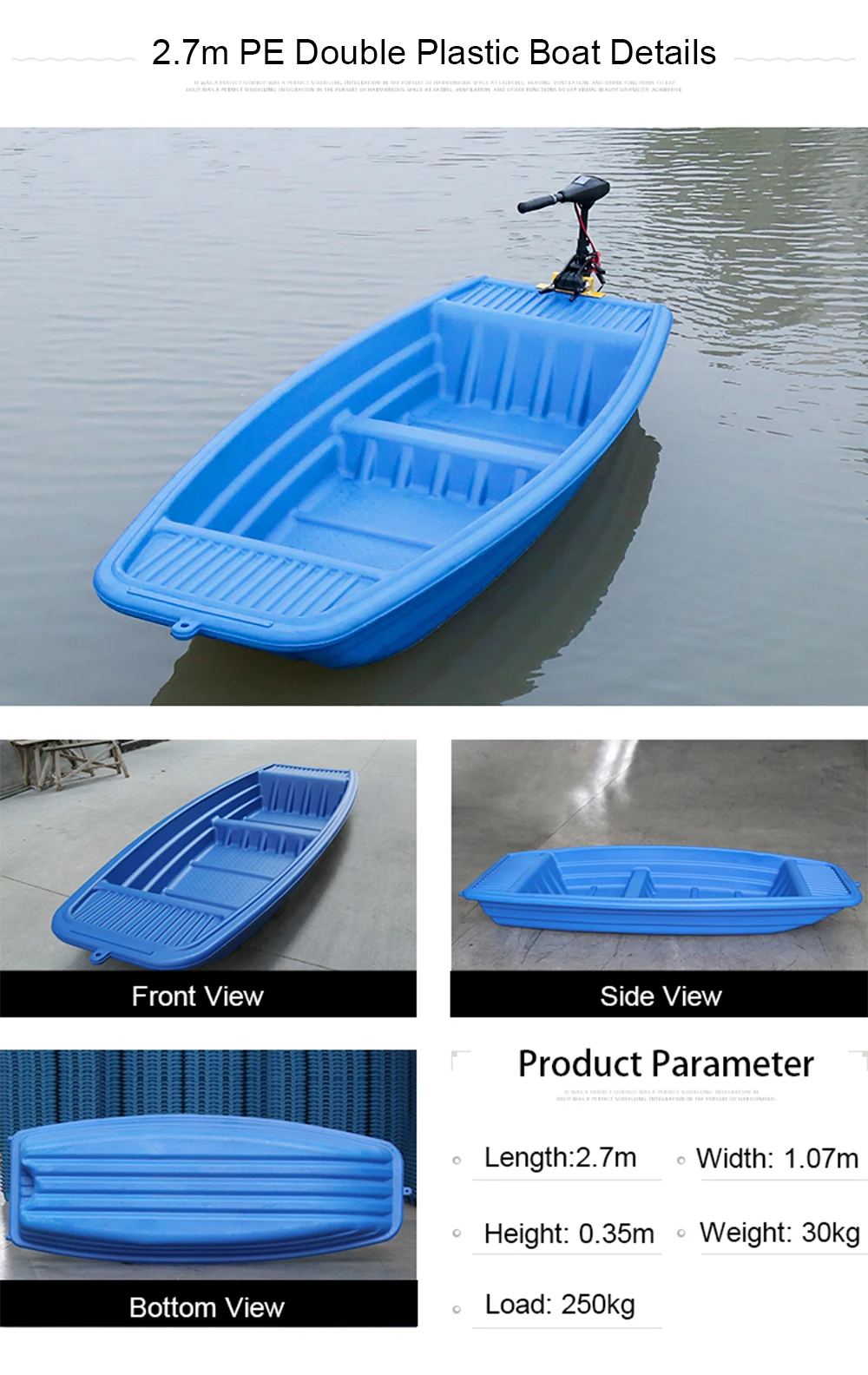 3.2m PE Double-layer Plastic Boat Fishing Boat Ship Simple Boat Kayak Water Sports Entertainment