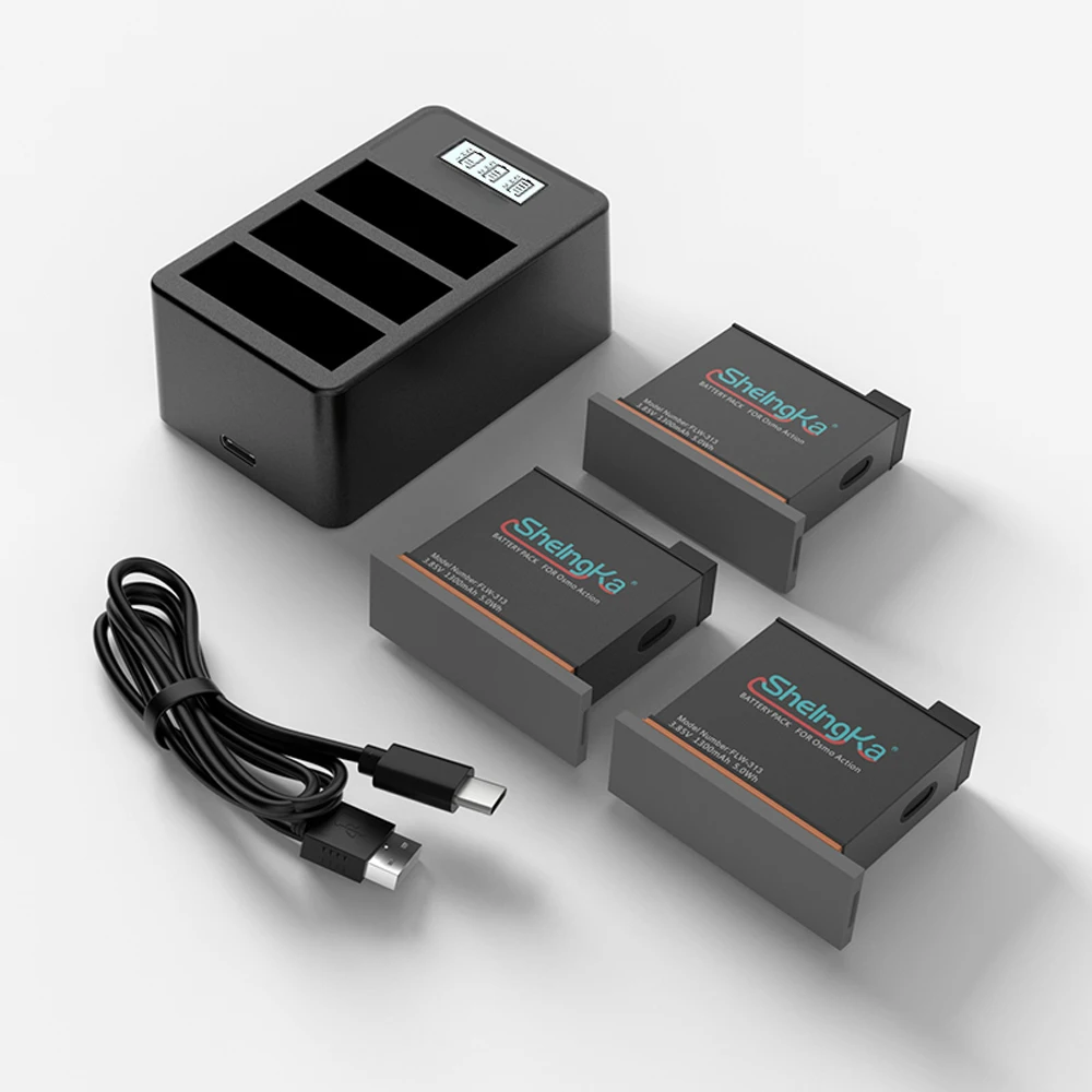 A Package 3pes 1220 mAh Action battery+ 3в1 интеллектуальное зарядное устройство для DJI Osmo аксессуары для спортивной экшн-камеры - Цвет: A Package
