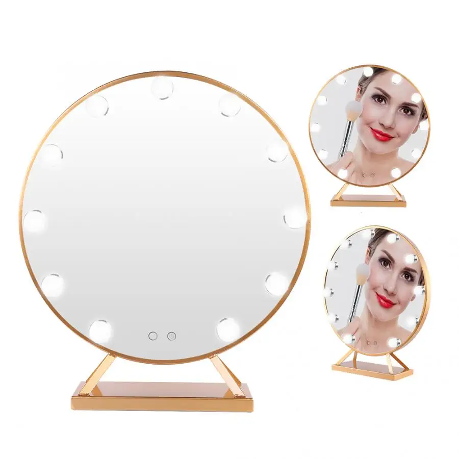 Зеркало HD косметическое зеркало с 11 светодиодный лампочками Золотое зеркало для макияжа 100-240 в США/ЕС вилка косметическое зеркало