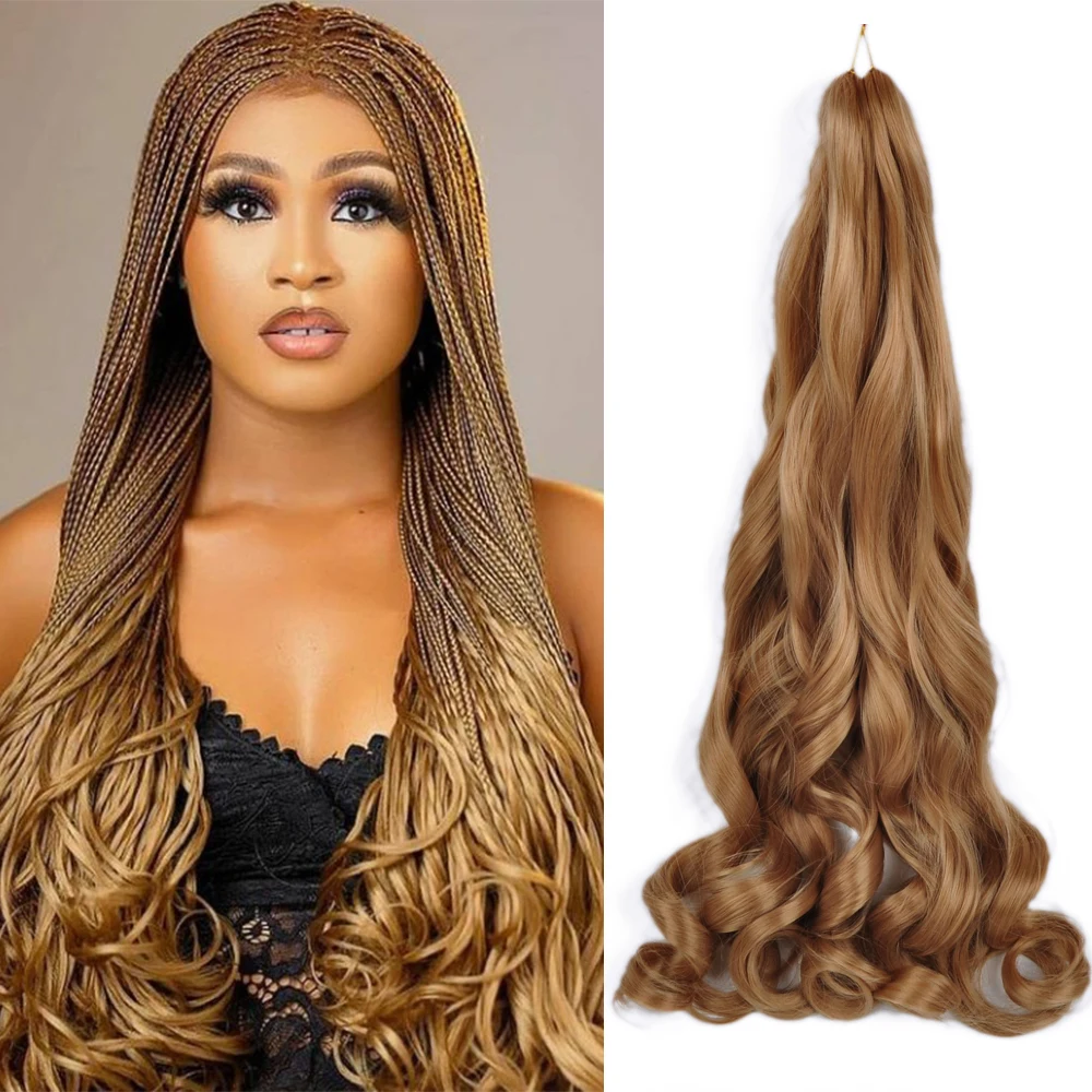 Synthetic 26 Inches Loose Wave Crochet Braids Hair Ombre Spiral Curls Pre Stretched Braiding Hair Extensions For Black Woman