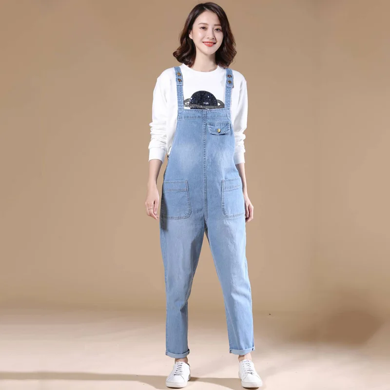 Denim jeans women Casual Fashion Suspenders Pants Loose Pocket Harem Brand Overalls Shoulder Straps Big L-5XL 6XL 7XL 8XL armani jeans Jeans