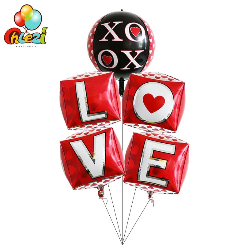 1 шт. 4D XOXO Фольга воздушные шары куб любовь воздушных шаров свадьбные anniversaire День Рождения украшения для