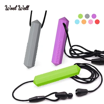 

Gem Silicone Teethers Crystal Chew Necklace Sensory Pandent Chewing Toy for Kids Boys Girls Autism