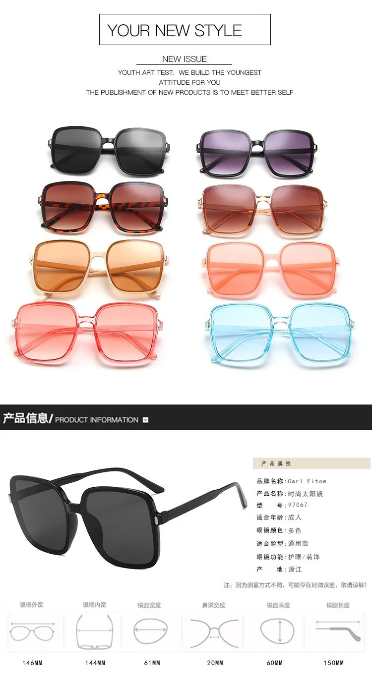 Vintage Übergroße Quadratische Sonnenbrille Damen Luxusmarke Großer Rahmen Herren Sonnenbrille Schwarz Mode Farbverlauf Damen Sonnenbrille – Detail 9
