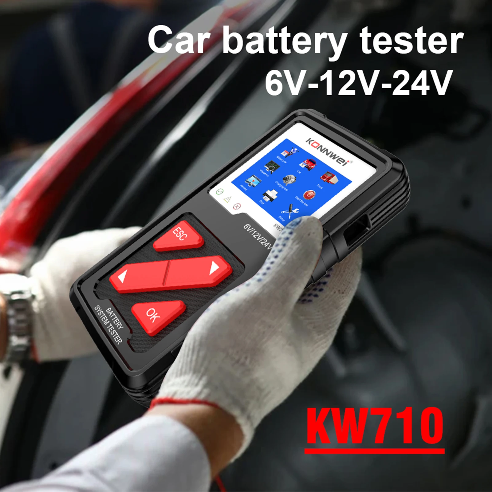 car battery tester KONNWEI KW710 100-2000CCA Battery Analyzer Tester for Trucks 6V 12V 24V Car Cranking and Charging System Test Diagnostic Tool temperature gauge for car