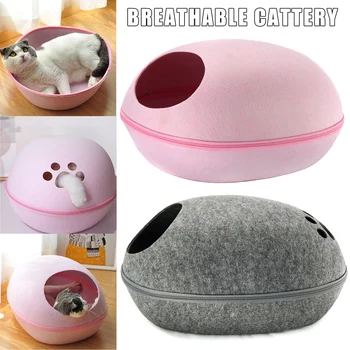 

Dog Cat Bed Cave Sleeping Bag Zipper Egg Shape Felt Cloth Pet House Cat Basket Products for Cat Animals Supplies Drop Shipping