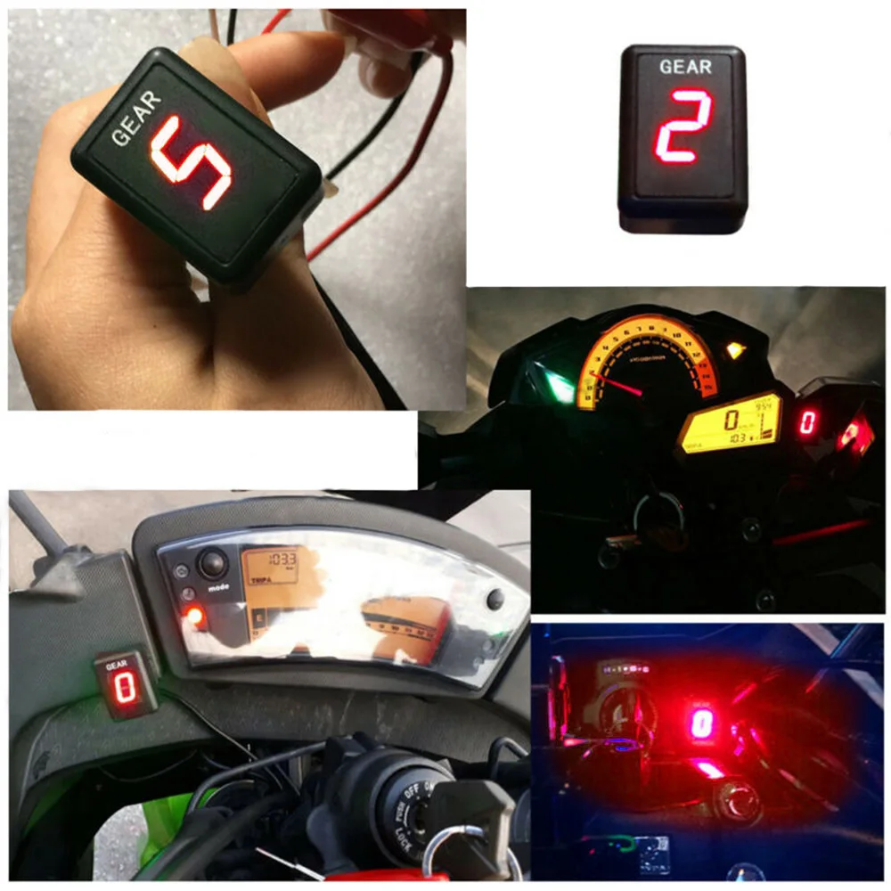 

Motorcycle Gear Speed Position Display Indicator LED Digital ECU Shift Lever Sensor For Harley 2010-2019 Red Display Number