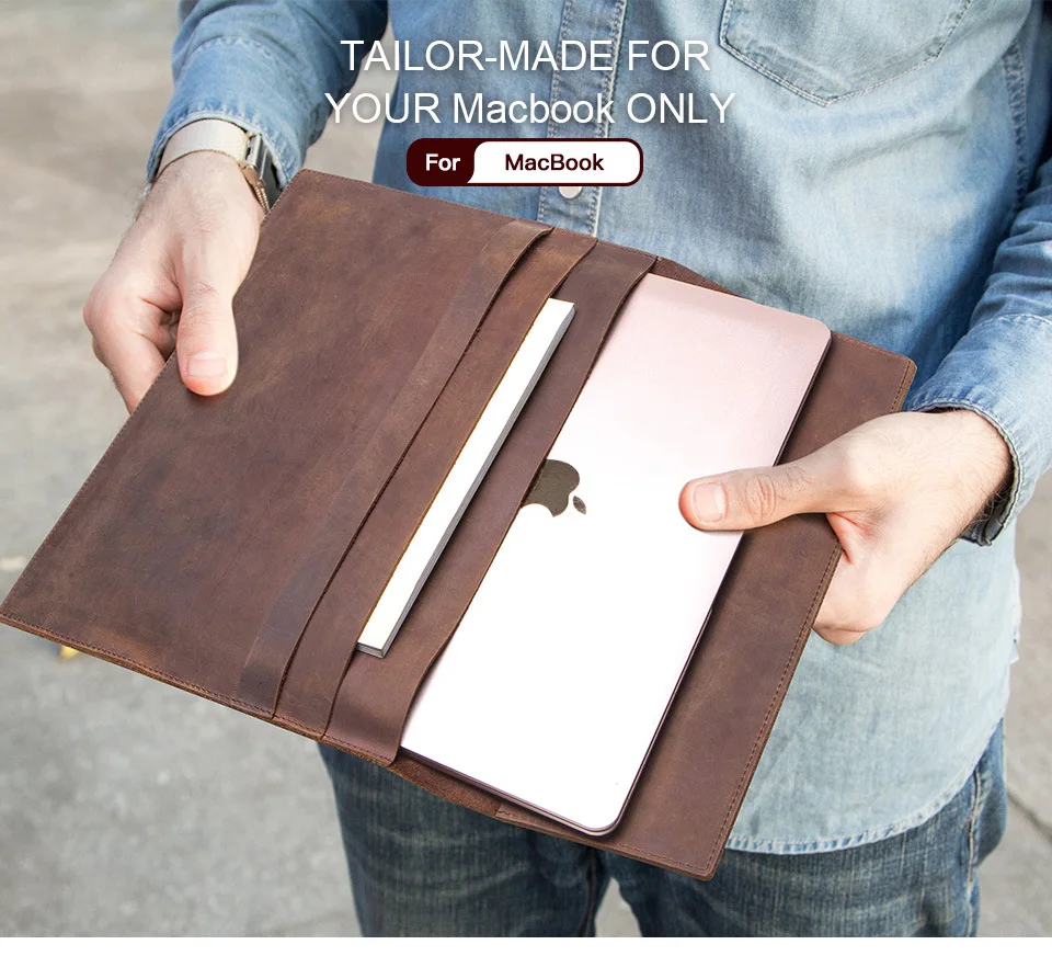Ретро Crazy Horse Koe Lederen чехол для iPad Macbook 12 дюймов планшет сумка для ноутбука многофункциональная