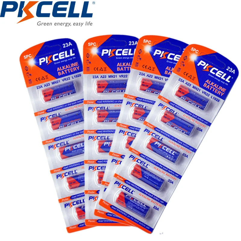 20 шт. PKCELL 23A E MS21 A23 V23GA VR22 MN21 N размер 12 В щелочная батарея основная для дверного