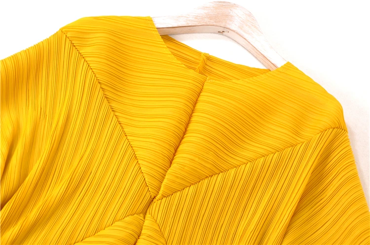 Горячая Miyake fold свободная модная дизайнерская футболка с рукавом летучая мышь и круглым вырезом Однотонная футболка