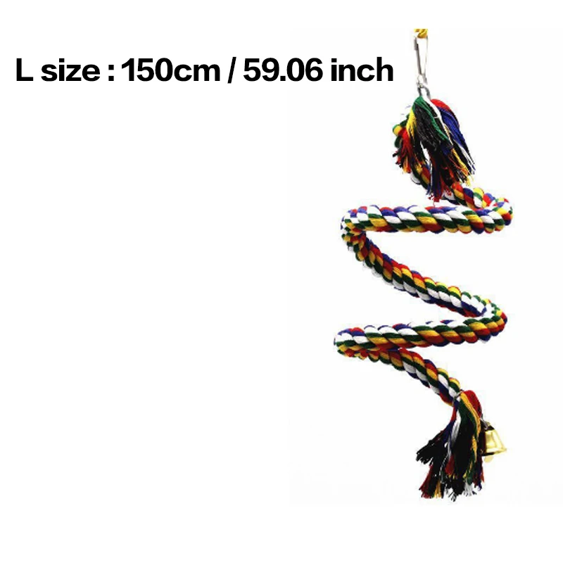 L 1.5metre Игрушки для птичьего клюва, игрушки для попугая, хлопковые веревочные игрушки, эластичные для лазанья, для попугаев, прочные качели птицы, жгут, размер S, M, L, XL - Цвет: L 1.5metre