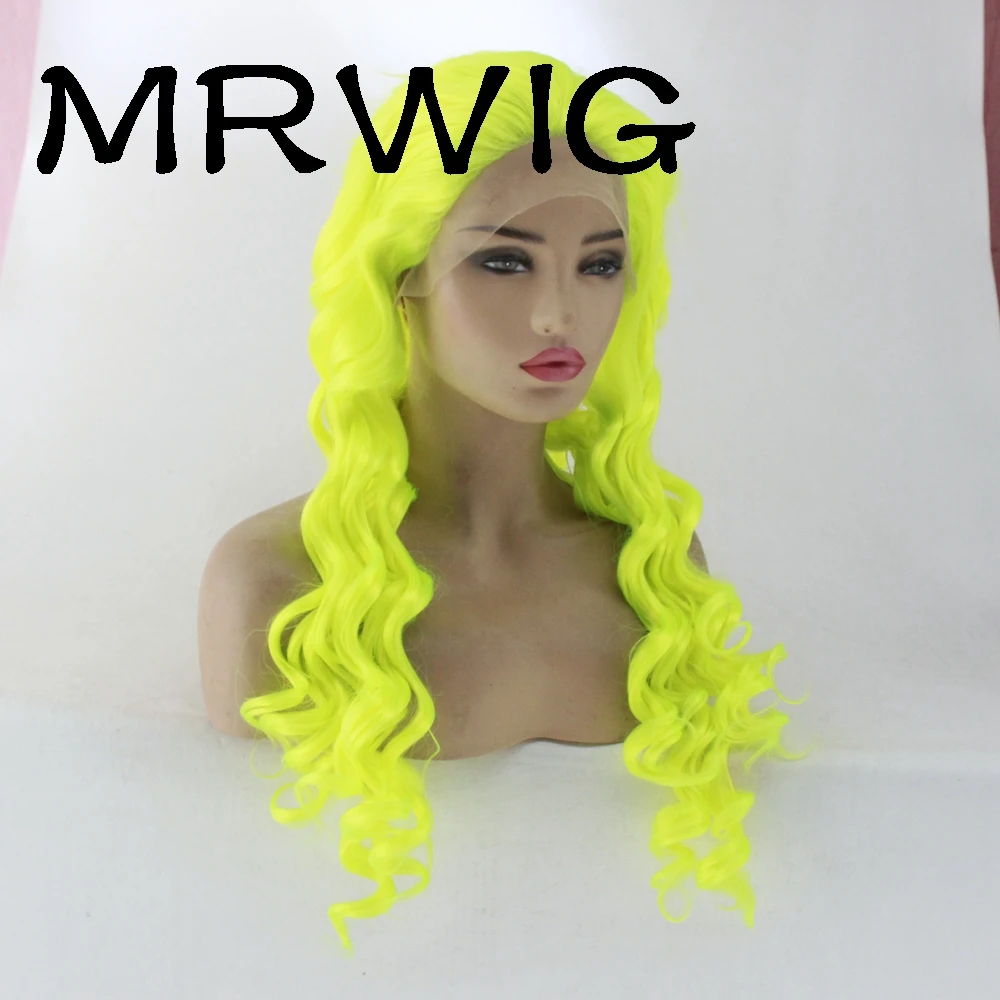 MRWIG красный/зеленый цвет волос Длинные вьющиеся синтетические бесклеевой передний парик шнурка часть 26in150% плотность афро-американская женщина
