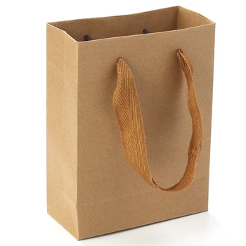 

Kraft Paper Bags 16*12cm Wedding Party Gift Bags Rectangle Brown Ideal For Take Away Fast Food And More With Hand rope, 2Pcs
