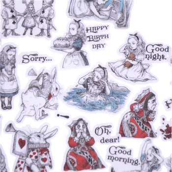 

40pcs DIY Creative Self-made Hand-painted Craft Alice In Wonderland Version Girl Scrapbooking Photo Albums Decorative Sticker