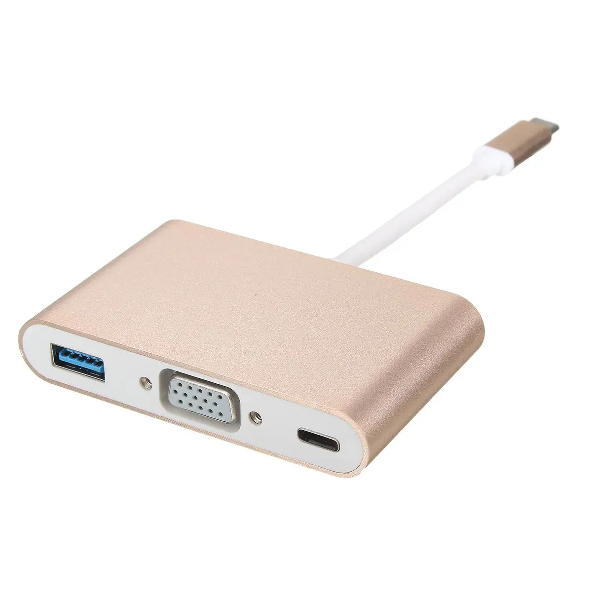 Gold 3 в 1 USB 3,1 type C-VGA монитор USB 3,0 type-C зарядное устройство адаптер для IOS планшет смартфон тип C устройства передачи данных - Цвет: Gold