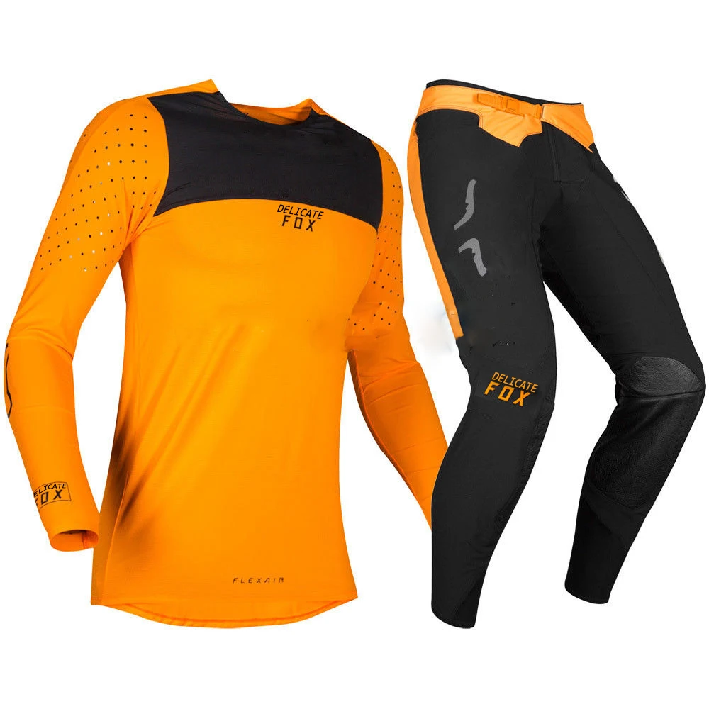 Мотокросс Flexair Racewear Royl пламя Красная Трикотажная Одежда для взрослых брюки комбо для мотокросса внедорожный велосипед гоночный набор передач