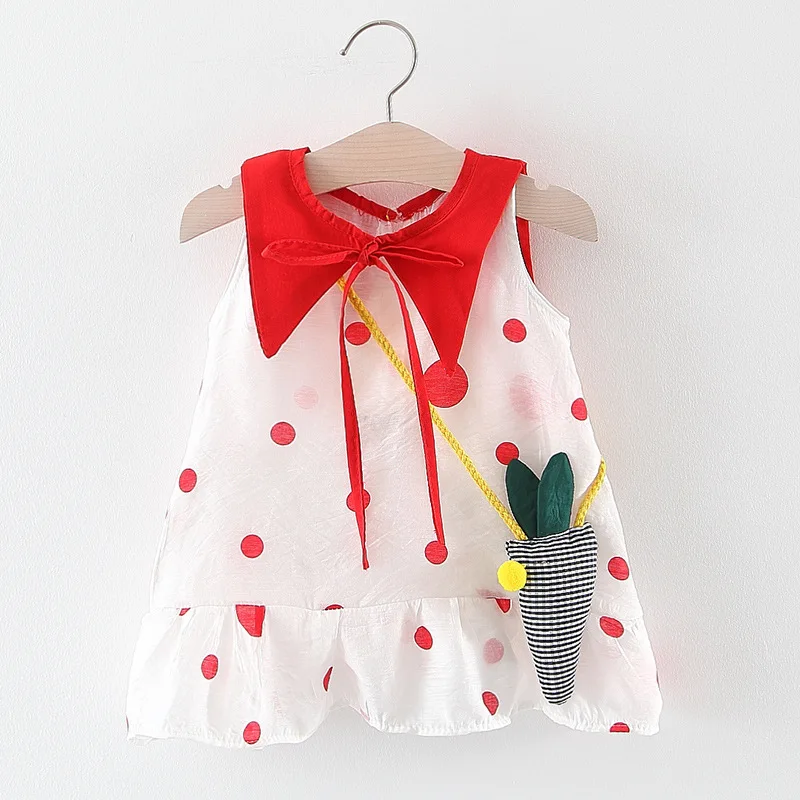 Зеленое платье с сумочкой в виде морковки для маленьких девочек; сезон лето