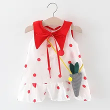 Зеленое платье с сумочкой в виде морковки для маленьких девочек; сезон лето