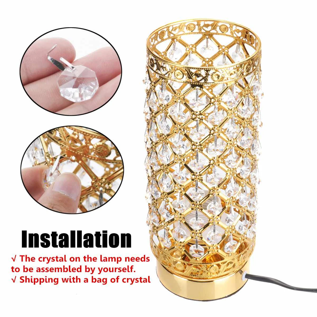 

Crystal Table Lamp Bedroom Lights Bedside lamp Table Lamp E27 Holder Home Bedroom Decoration