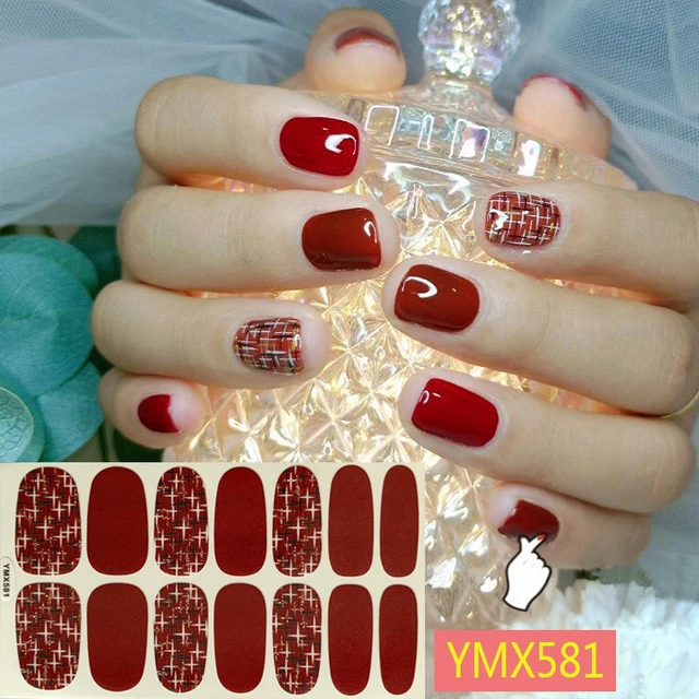  Red Nail Art Glitter Stickers Decals Heart Nail