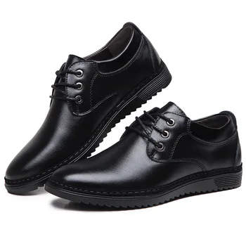 

2019 New Men Casual Genuine Leather Shoes Fashion Breathable Men's Formal Shoes Lace-up Flat for Men Shoes Zapatos De Hombre