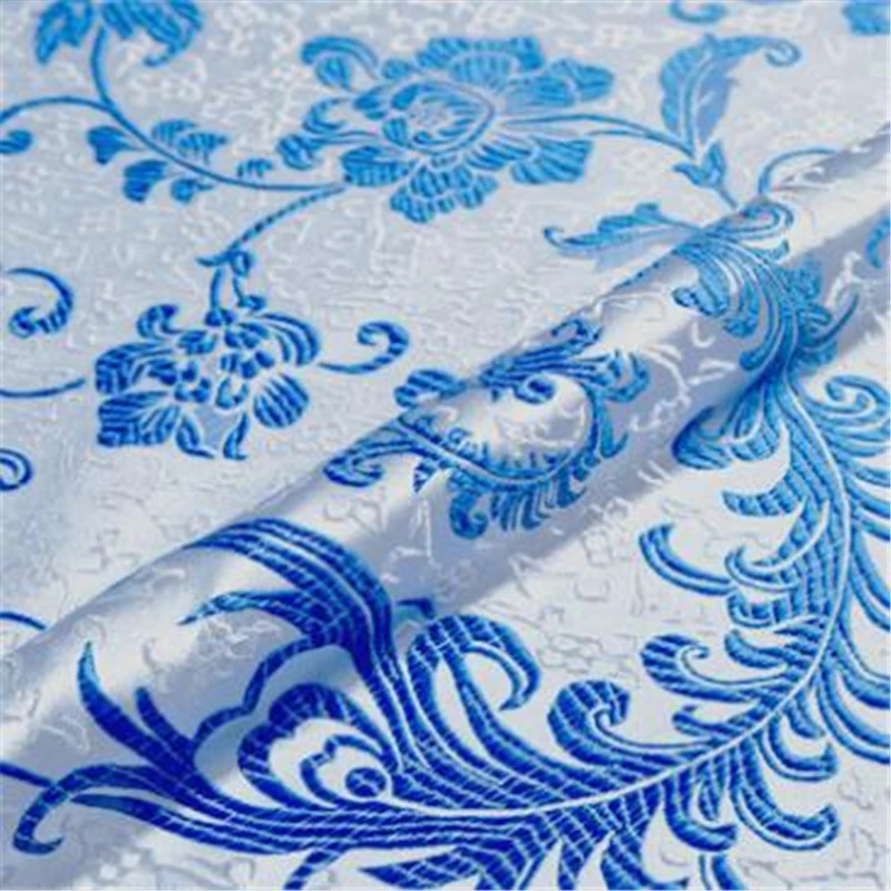 Blue Полиэстер ткань китайский стиль парча сатин жаккард ткань для кимоно Cheongsam сумка DIY ткань - Цвет: Blue