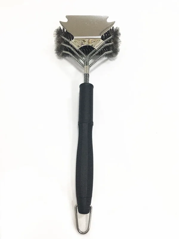 Three-layer Steel Wire Stainless Steel Grill Brush Barbecue Cleaning Brush Outdoor Portable Barbecue Camping BBQ Tool