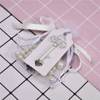 

50PCS Country Style Wedding Souvenirs Bottle Opener+Tags+Label+Transparent Tulle BAG for Wedding Party Supplies Wedding Gifts