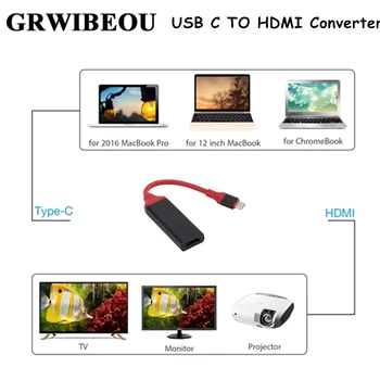 

USB C to HDMI Adapter Type C to HDMI Adapter USB 3.1 Male to Female Converter Cable for MacBook2016/Matebook USB 3.1 to HDMI