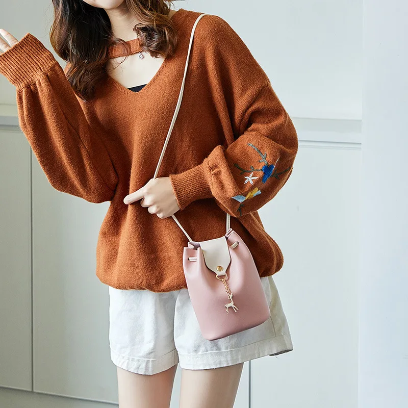 

2018 New Style Deer Bucket Bag WOMEN'S Bag Small Shoulder Bag Korean-style Simple Crossbody Bag Women's Small Bag
