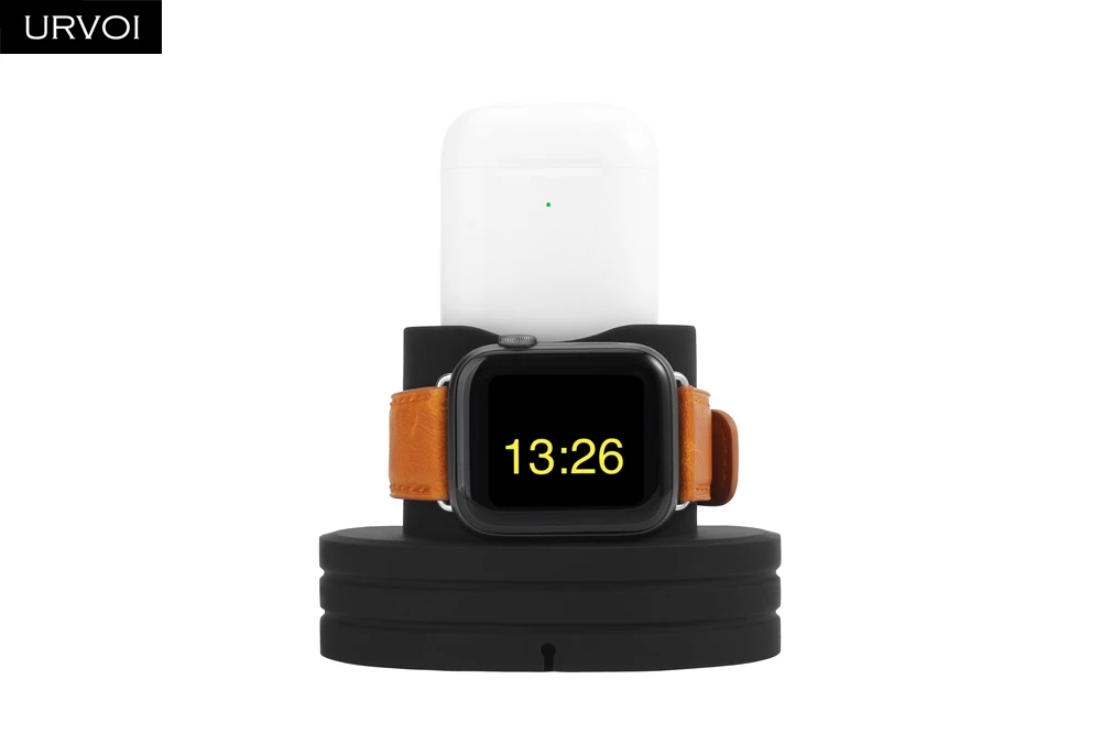 Подставка для часов URVOI силиконовая подставка apple watch series 5/4/3/2/1 2 в 1 зарядная док