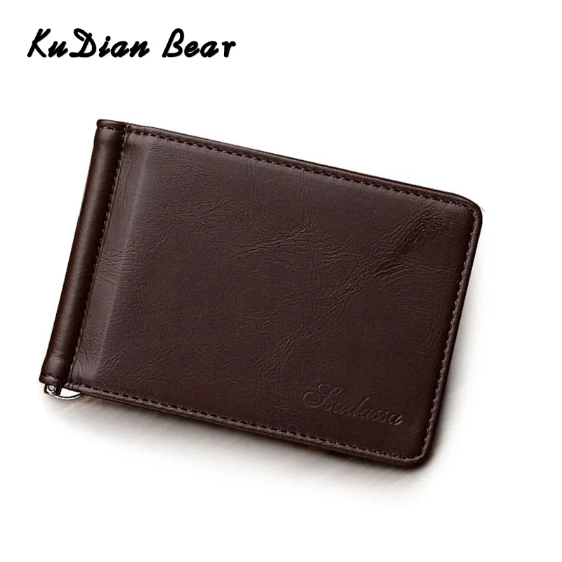 KUDIAN BEAR Men Money Clip Metal Solid Short Wallet Minimalist Clamps for Money Male Card Organizer Slim Coin Pocket BID257 PM49