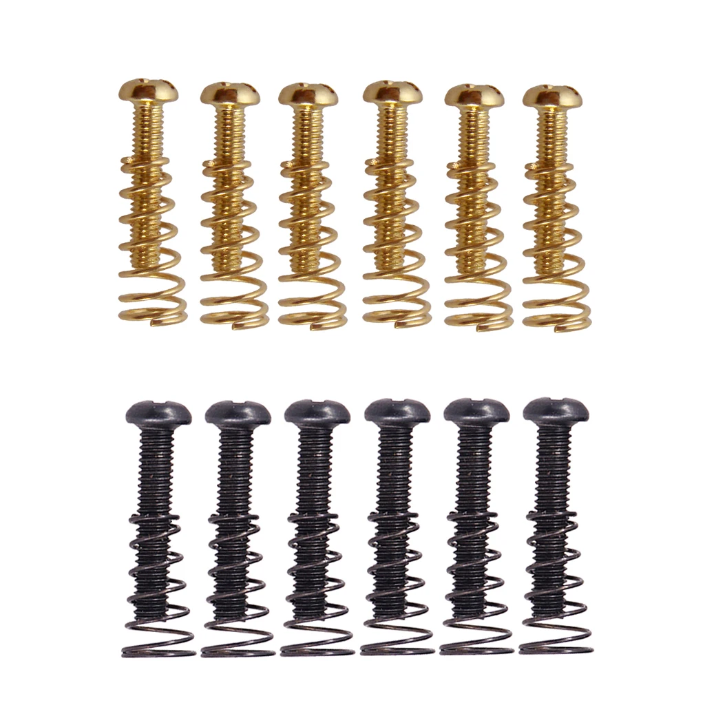 Pack Of 12 Iron Electric Guitar Bridge Mounting Fixing Screws+Springs