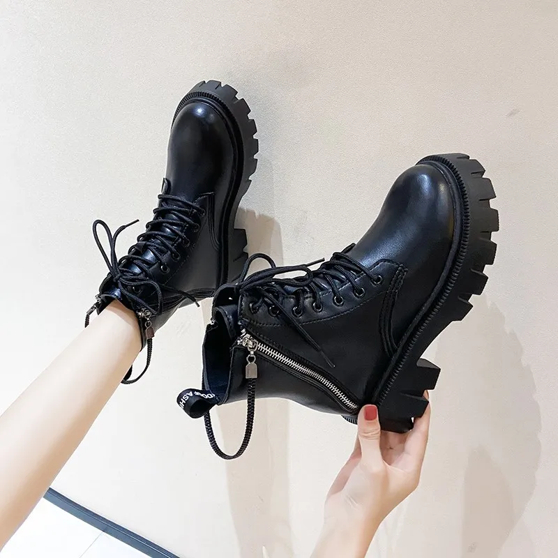 

Women Boots British Style Boots Zipper Winter Cotton Shoes Nice Fall Pop Artificial Leather Boots Fashion High-top Shoes