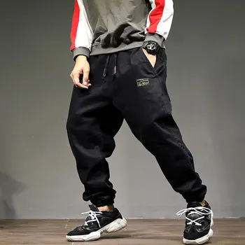 

2020 High Street Fashion Men Jeans Loose Fit Harem Pants Black Color Punk Style Hip Hop Jogger Jeans for Men Cargo Pants