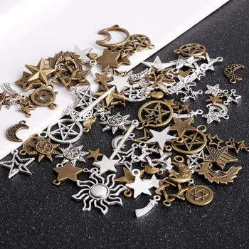 

100pcs/set Fashion Random Star Pendant Charms for Diy Bracelet Necklace Jewelry Making Accessories