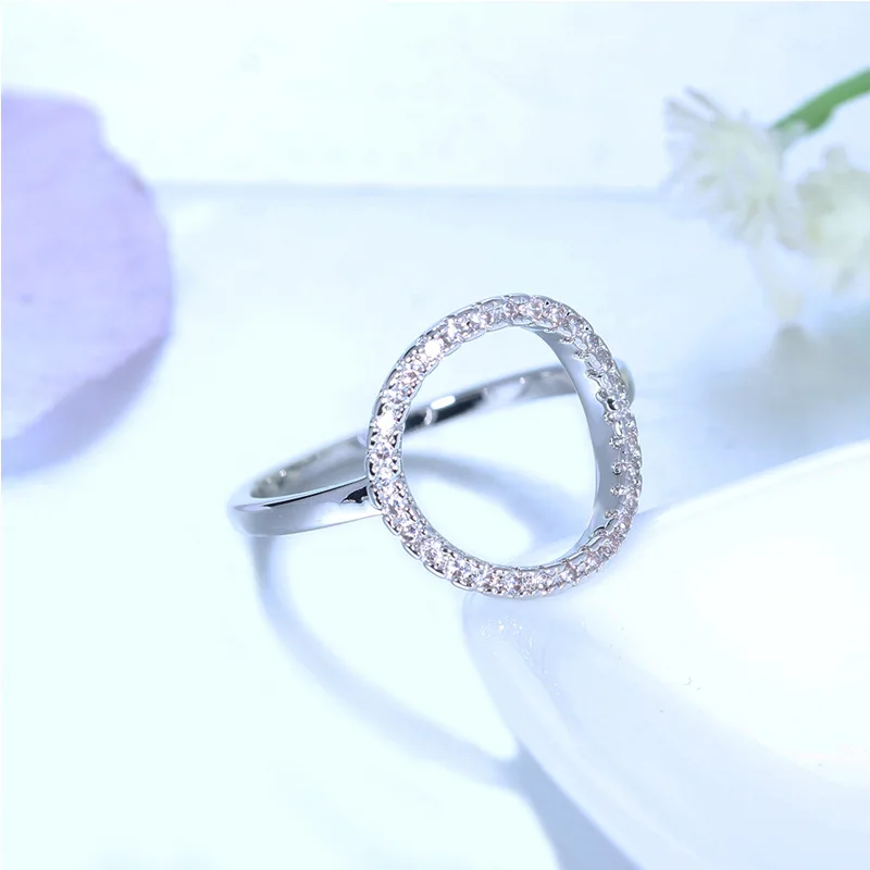 Модное серебряное 925 Ювелирное кольцо с кубическим цирконием драгоценный камень для женщин кольца геометрической формы Свадьба Помолвка вечерние подарки