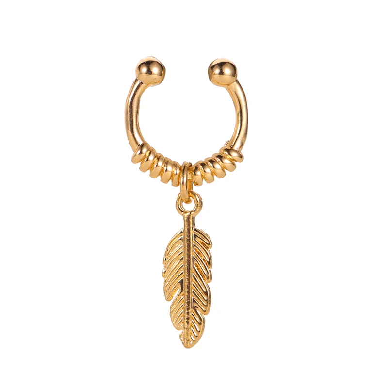 

Retro Leaf Ear Cuffs Earrings Ear Clips Pendant Fashion Women Vintage Clip-on Earrings Without Piercing Gold Sliver Earrings