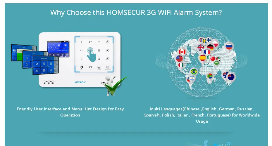 Homsecur беспроводный ЖК-дисплей 3g/GSM wifi домашняя охранная сигнализация+ IOS/Android APP LA02-3g