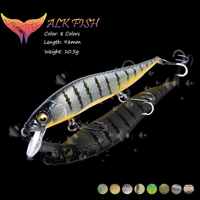 WALK FISH 1Pcs 98mm/10.5g Minnow Suspend Fishing Lure 3D Eyes Artificial  Baits Wobblers Fishing