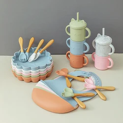 Conjunto de tigela para alimentação de bebês, tigela de silicone à prova d'água e antiderrapante para alimentação de bebês, utensílios de mesa sem bpa