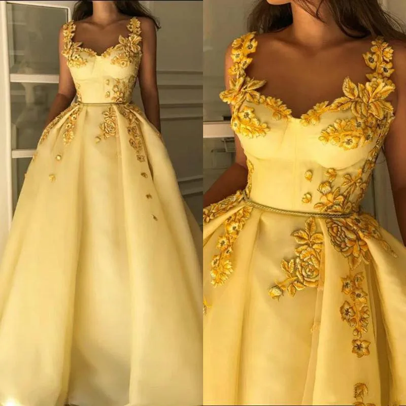 

Daffodil 3D Floral Prom Dresses 2020 Sweetheart Backless Appliqued Lace Fairy Skirt Floor Length Occasion Evening Gown Wear