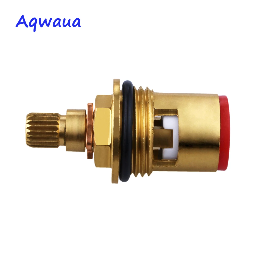 Aqwaua Ceramic Disc Faucet Cartridge Brass Inner Replacement Part Water Mixer Tap Quality Brass Quarter Turn Faucet Accessory