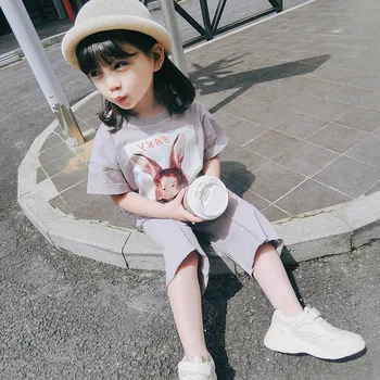 

Children Baby Girls Cotton Fairy Tale Rabbit Pattern T-shirt +Short Pants 2pcs Outfits 3-7T Cute Toddler Girl Clothes