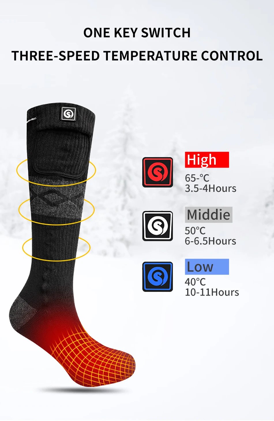 Savior Heat Thermal Heated Socks Electric Heated Skiing Socks for Women Men Winter Sports Warm Foot Sports Socks 2021 New SS03C · v2
