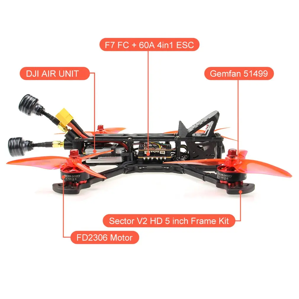HGLRC 5 дюймов 4S 6S V2 F7 двойной контроль полета 60А 4в1 ESC 2306 двигатель FPV гоночный Дрон BNF PNP самолет многовинтовой модели