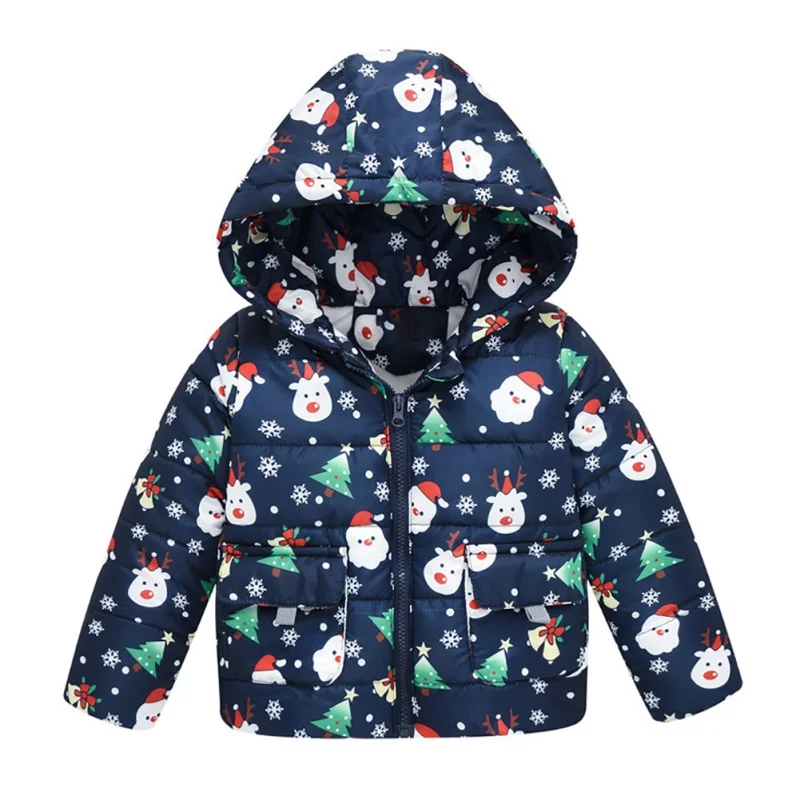 1-6T Baby Clothes Boys Girl Jackets Children Hooded Zipper Winter Warm Windbreaker Print Coat Infan