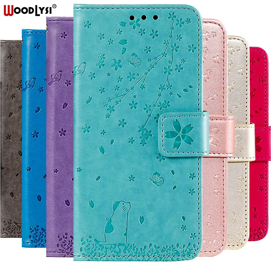Кожаный чехол книжка с 3D котом для Huawei P20 P30 Mate 10 20 30 Lite Pro P SMART Plus Z Y5 Y6 Y7 2019 Honor 9
