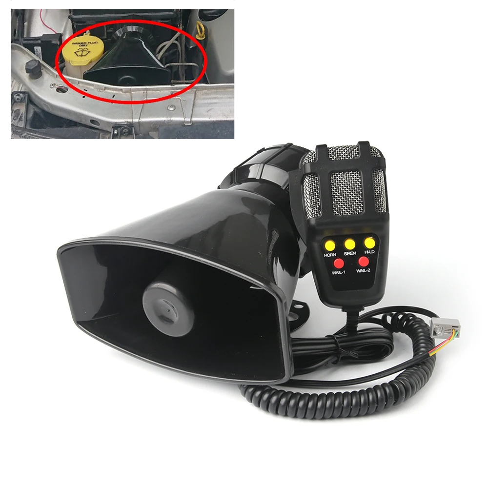 EPathChina® 100 W 12 V 7 Sound Auto Elektronische Waarschuwing Sirene Motorfiets Alarm Brandweermannen Ambulance Luidspreker Met Mic